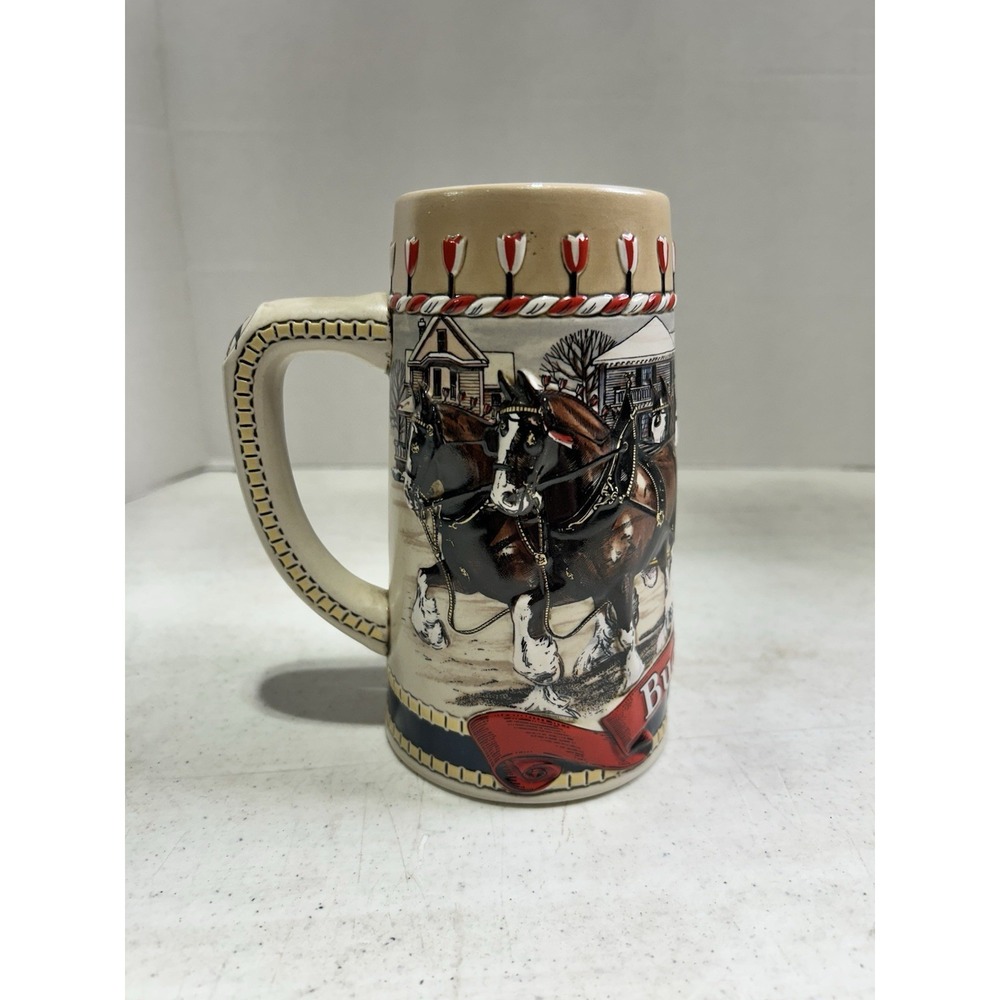 Budweiser 1986 Holiday Beer Stein Limited Edition "B" Series‎ Vintage Clydesdale